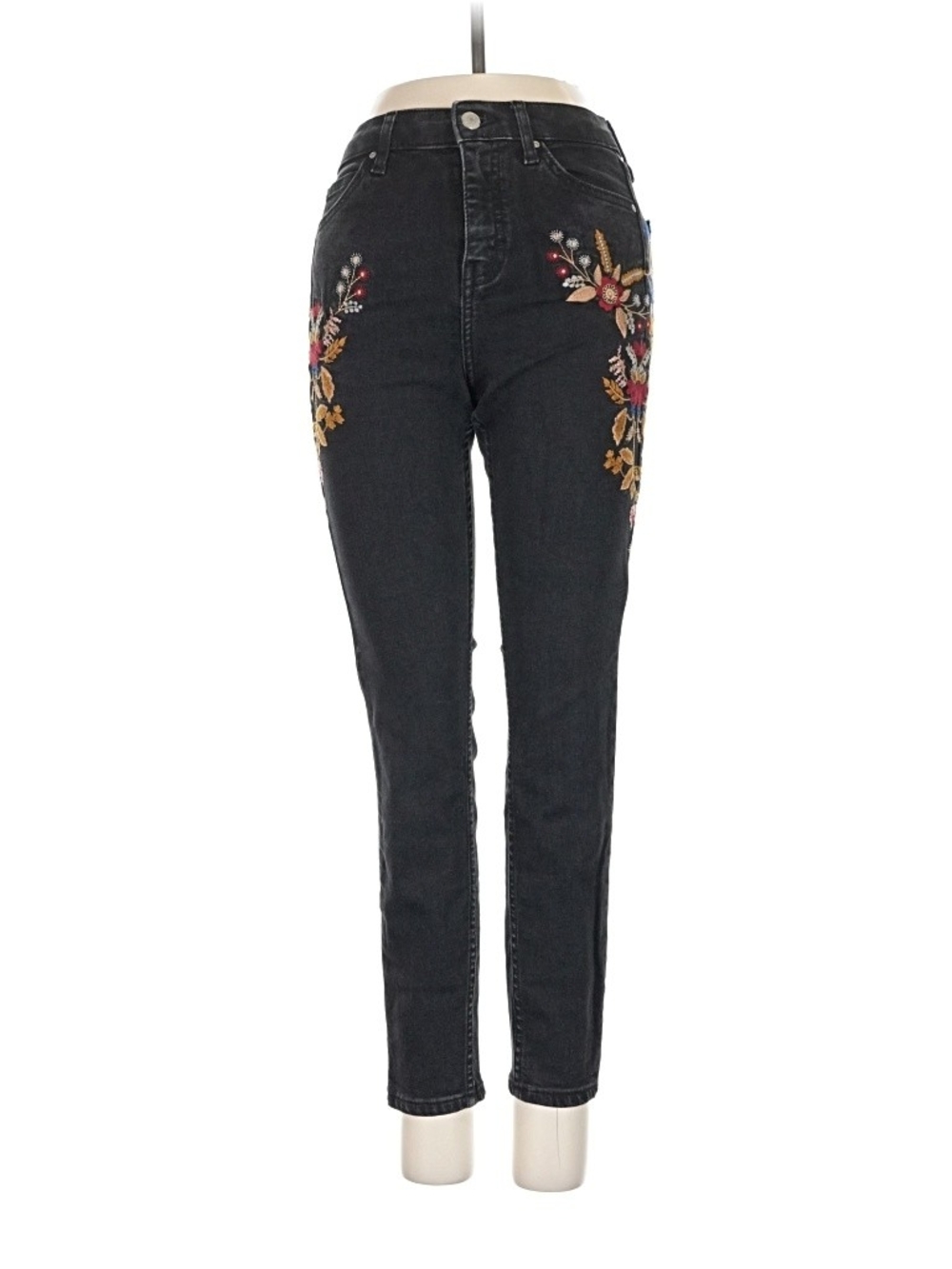 Topshop Jamie Jeans with Multicolor Floral Embroidery Size 25 - Picture 15 of 15